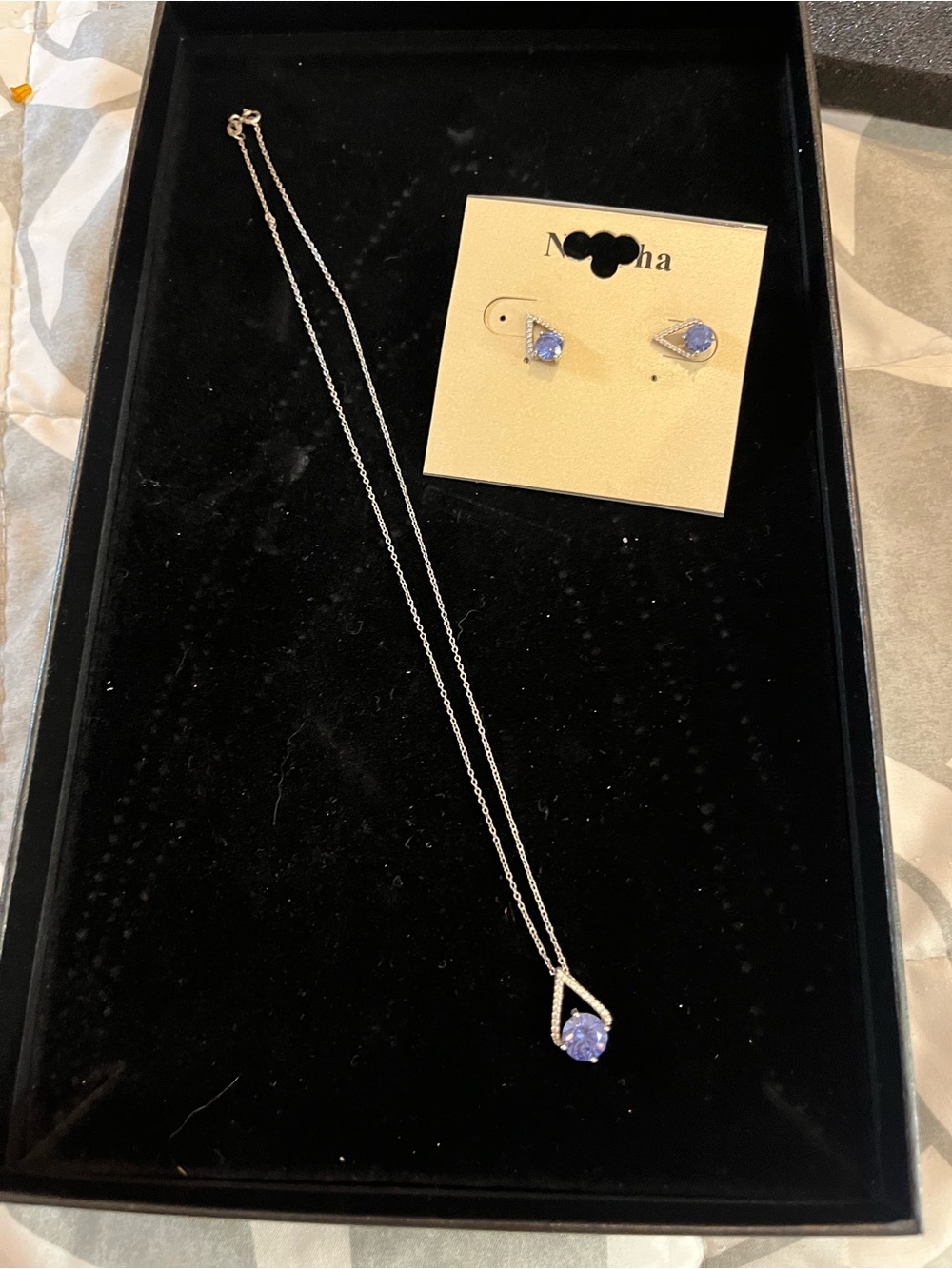JTV Silver Necklace and Earring Set with Purple Gemstones